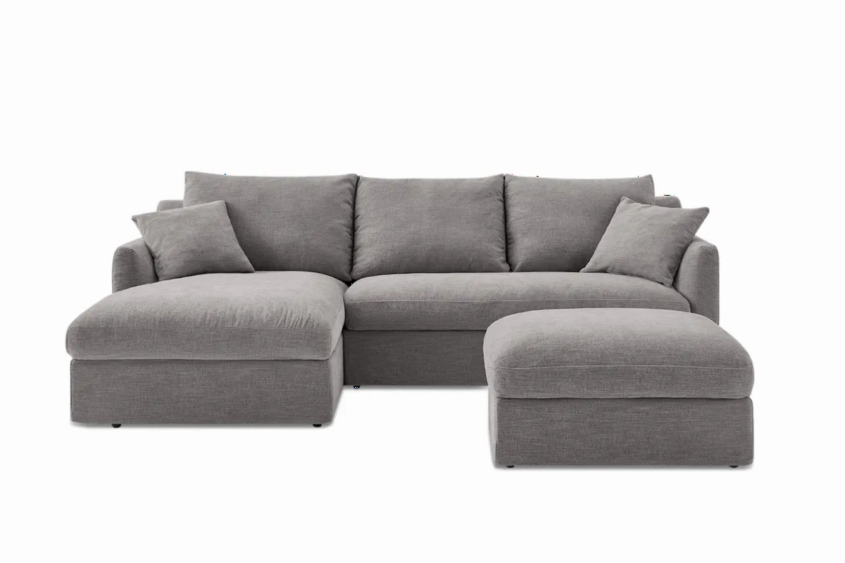 Agnes Slipcover Storage Chaise Sectional Couch with Ottoman - view 3