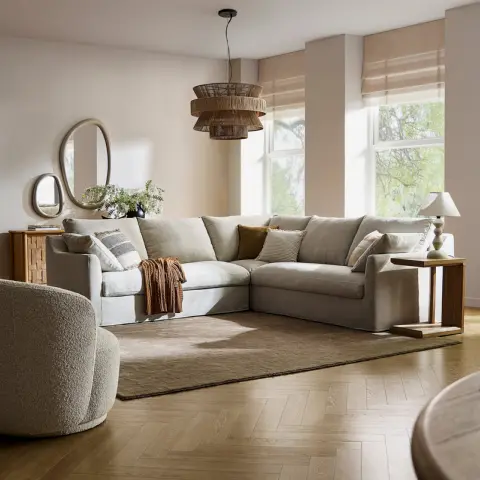 Agnes Slipcover Storage L-Shaped Sectional Couch with Ottoman