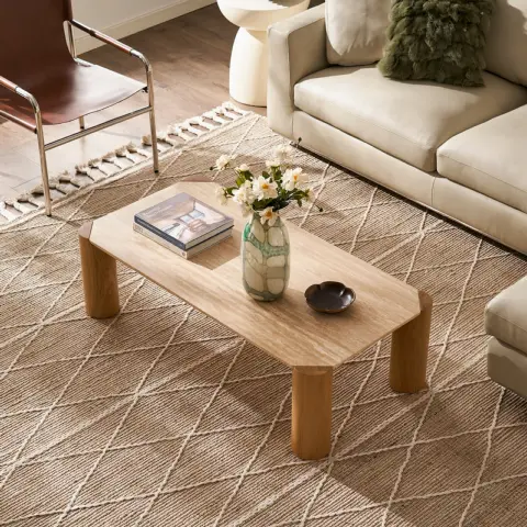 Albie Travertine Rectangular Coffee Table