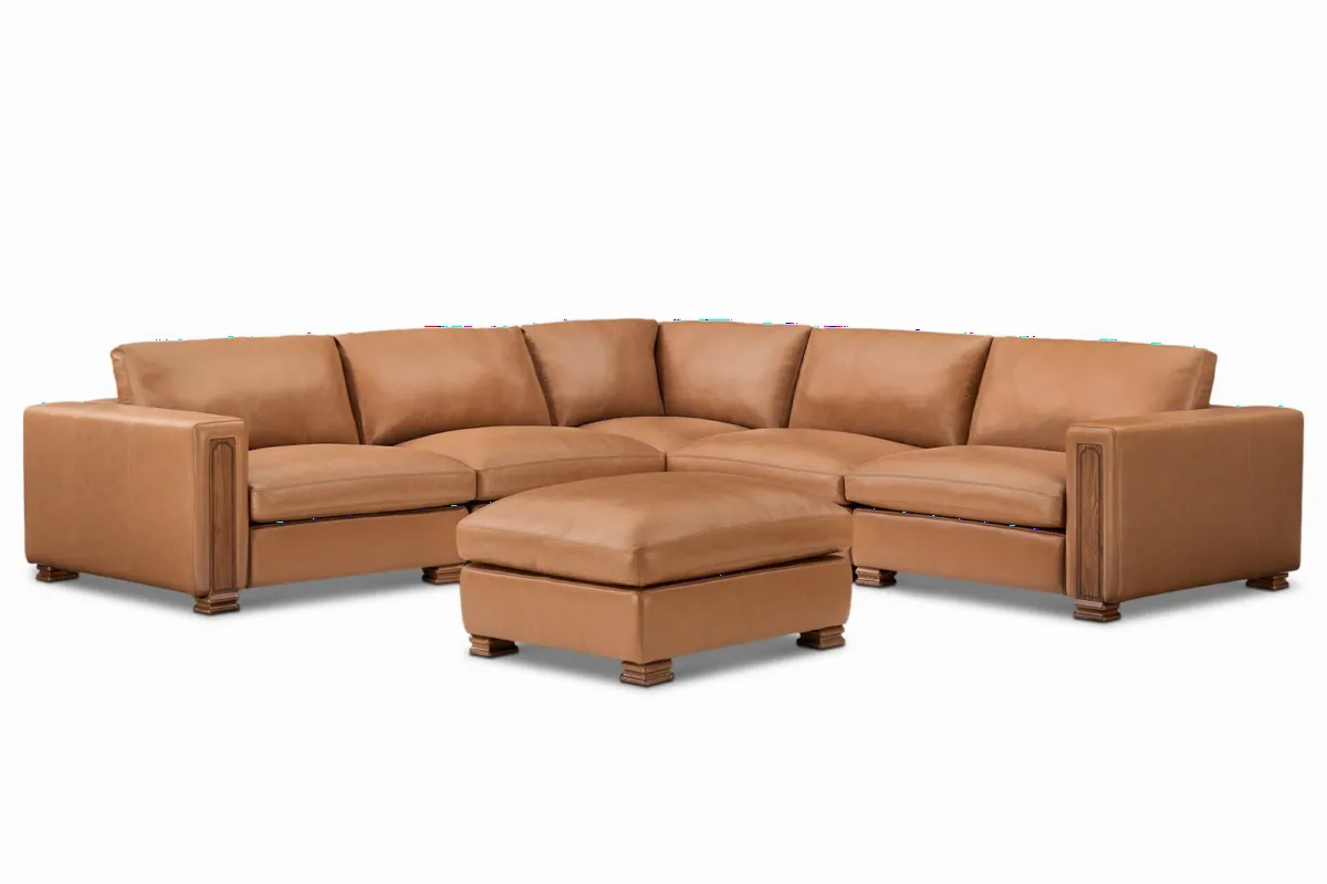 Atelier Kagan Leather 5-Piece L-Shape Sectional Couch with Ottoman - view 5
