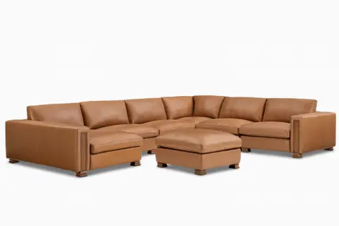 Atelier Kagan Leather 6-Piece L-Shape Sectional Couch with Chaise & Ottoman