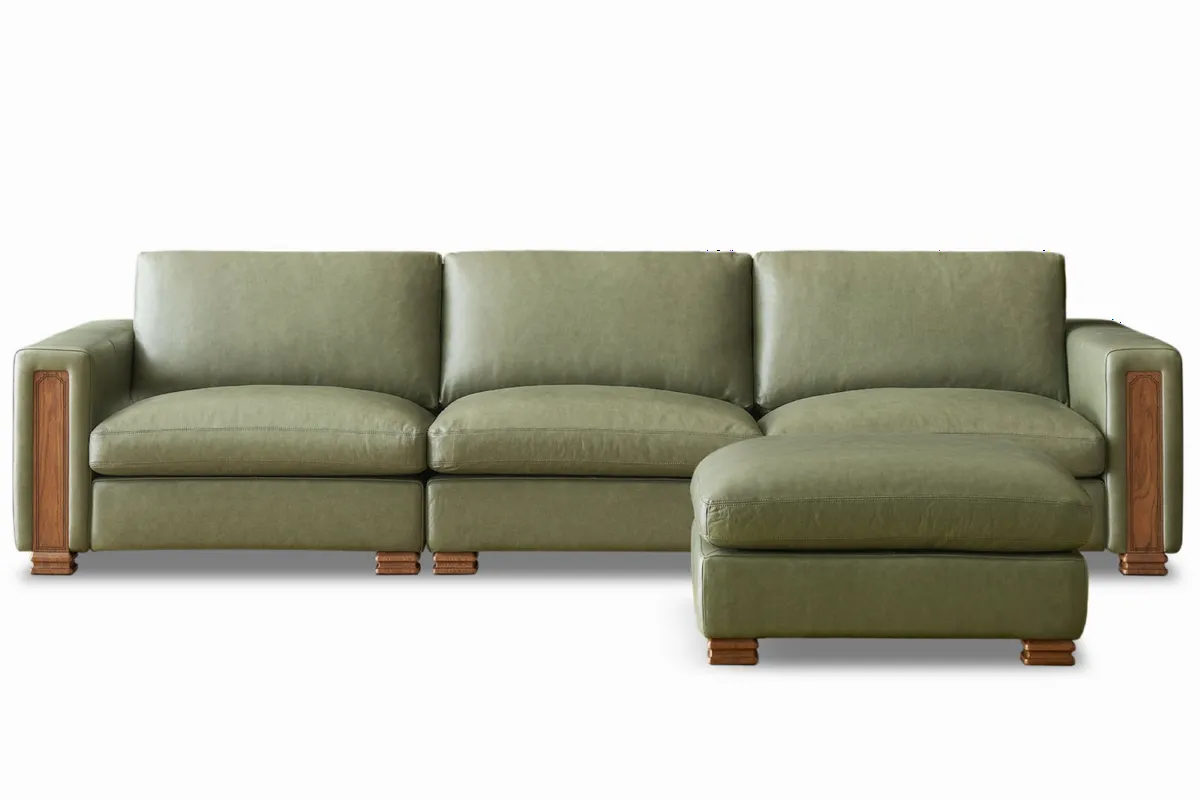 Atelier Kagan Leather Extended Sofa with Ottoman - view 8
