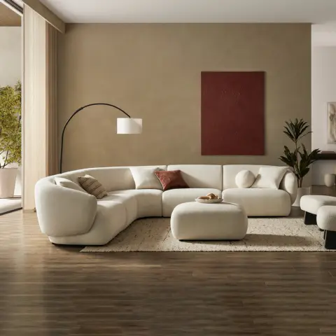 Auburn Performance Fabric L-Shape Sectional Couch with Ottoman