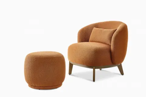 Avery Performance Bouclé Armchair with Ottoman