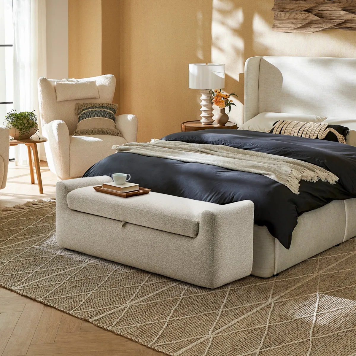 Dakota Performance Bouclé Storage Bench - view 3