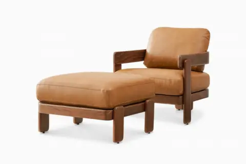 Eden Leather Armchair with Ottoman