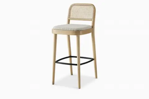 Edith Cane Bar Stool, White Wash