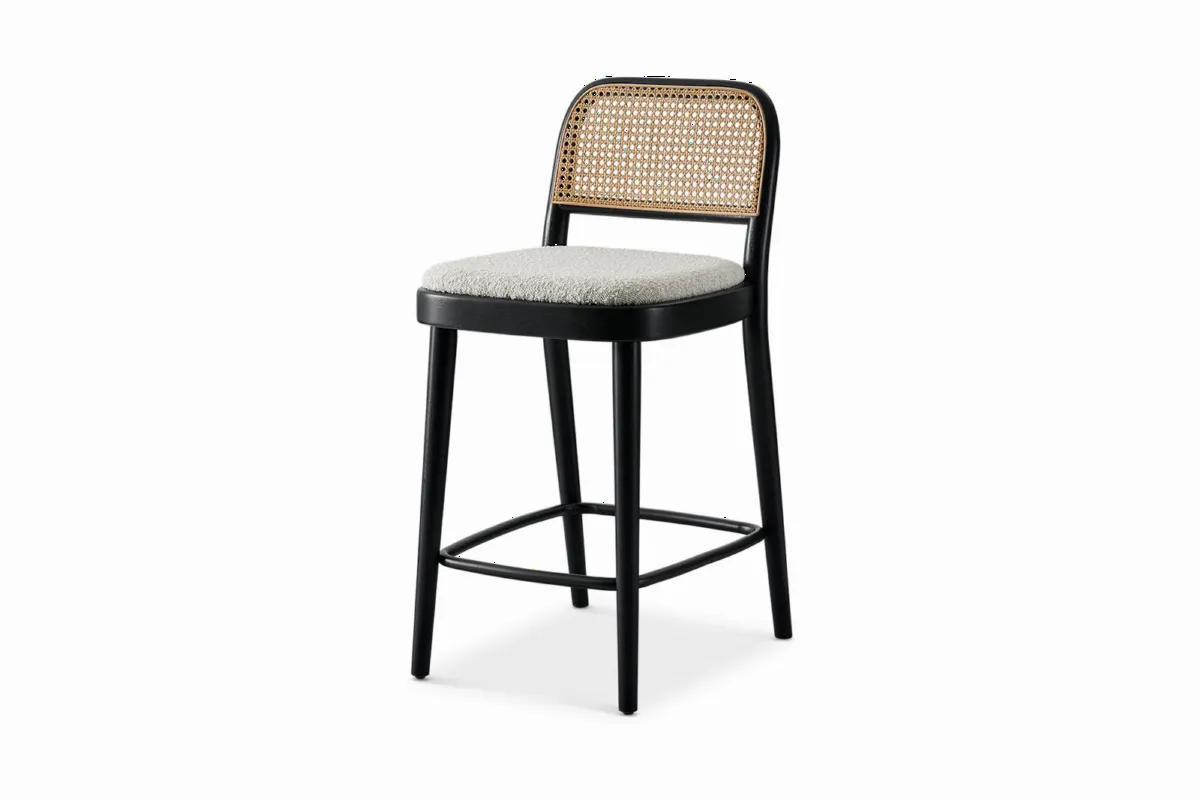 Edith Cane Counter Stool, Black