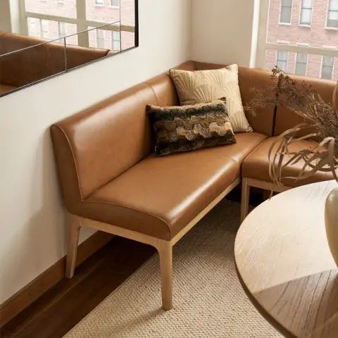 Elliot Leather Right Banquette Bench
