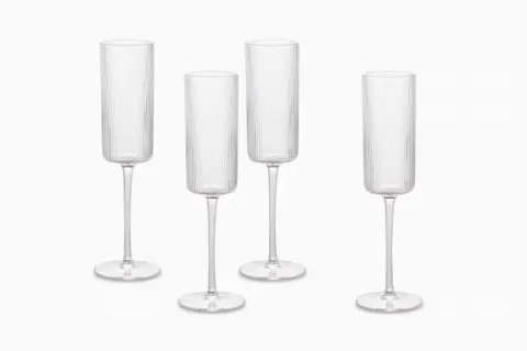 Flute Champagne Glasses, Set of 4