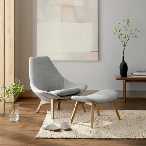 Gable High Armchair & Ottoman Set