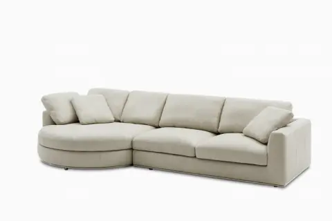 Hamilton Leather Round Chaise Sectional Couch