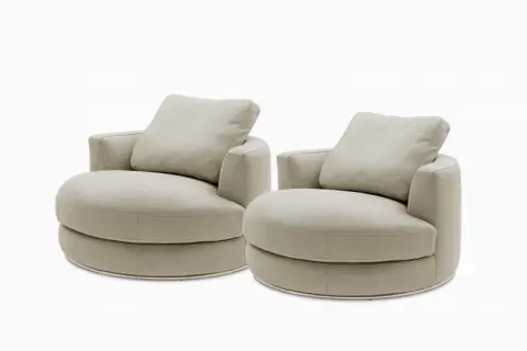 Hamilton Leather Round Swivel Armchair