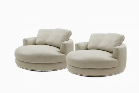 Hamilton Leather Round Swivel Chair and a Half