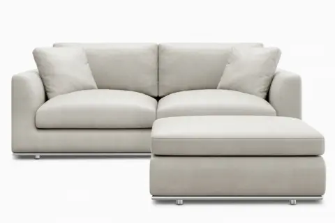 Hamilton Leather Sofa with Storage Ottoman