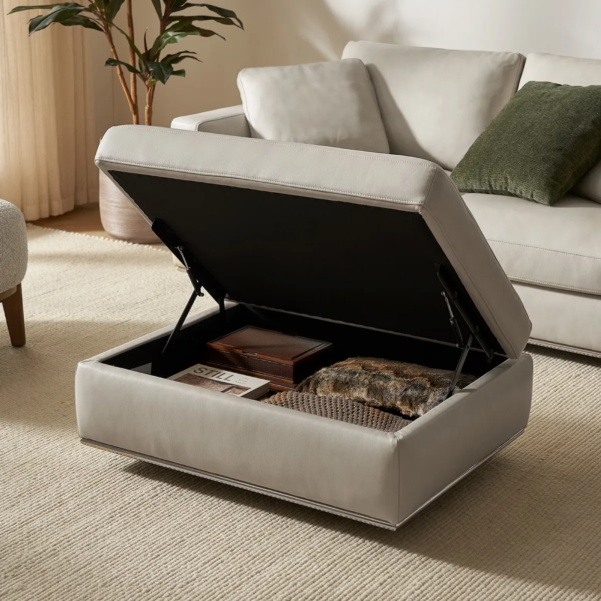 Hamilton Leather Storage Ottoman - view 4