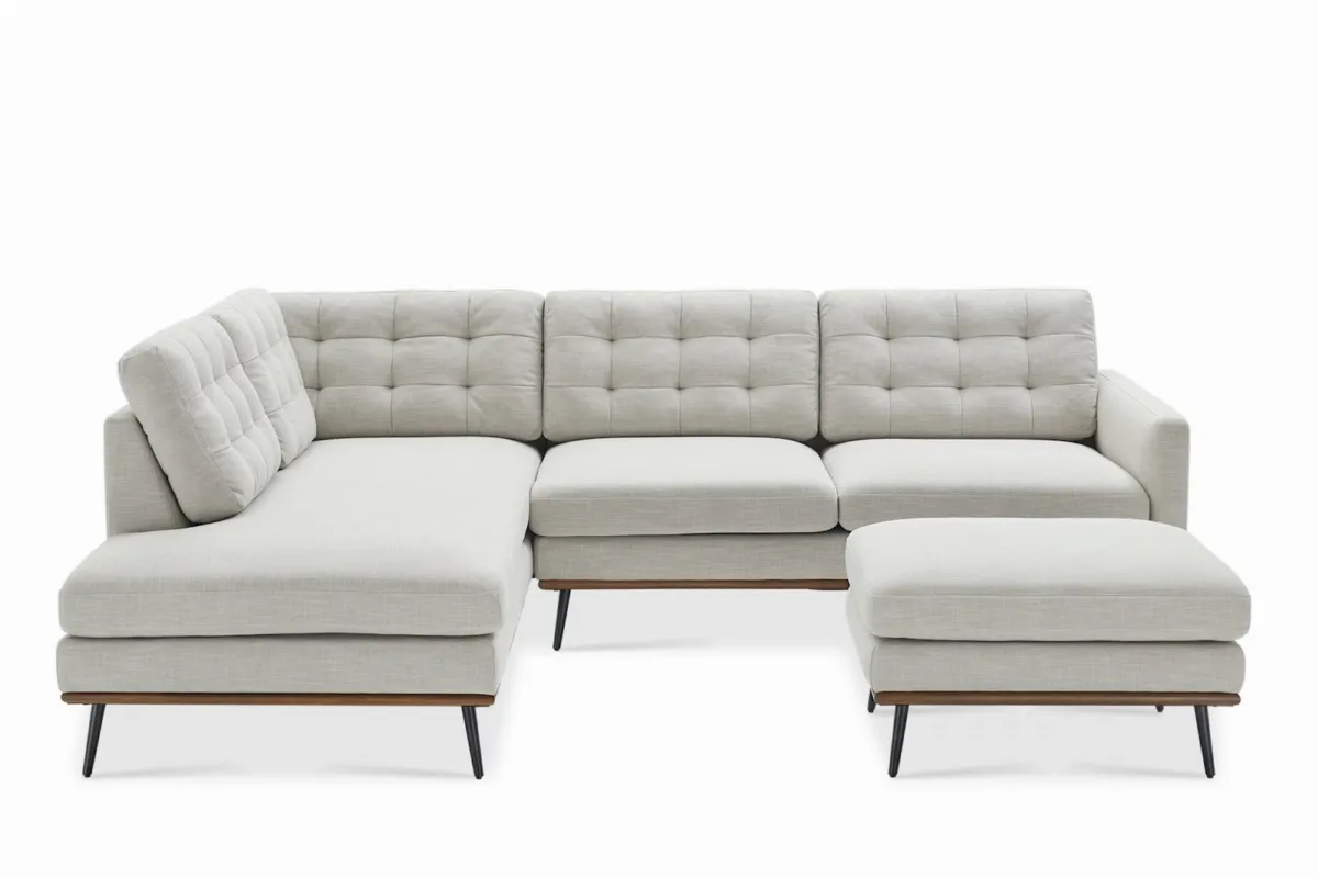 Isaac Bumper Chaise Sectional Couch with Ottoman - view 4
