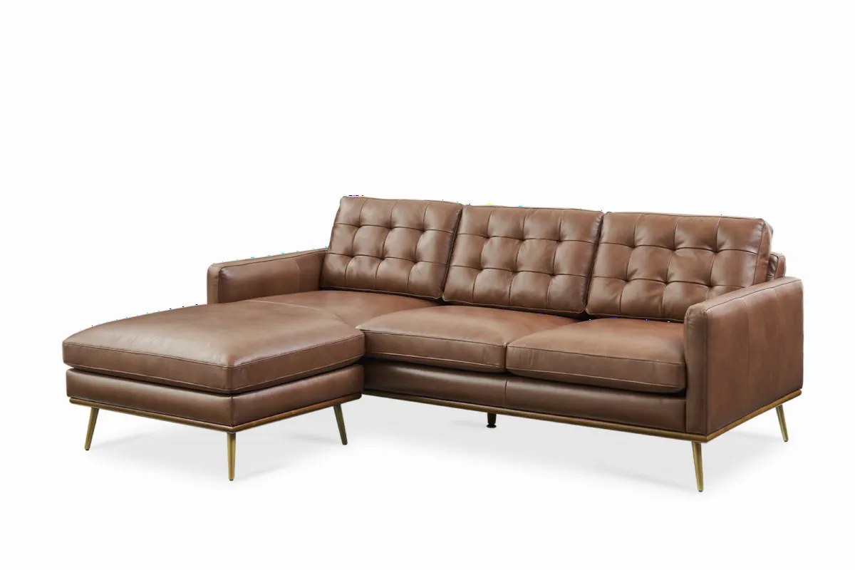 Isaac Leather Reversible Sectional Couch