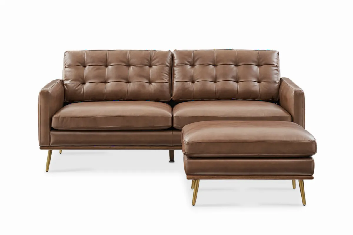 Isaac Leather Sofa with Ottoman - view 8