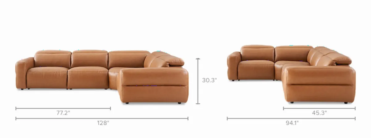 Jaron Leather Recliner Chaise Sectional Sofa - view 8