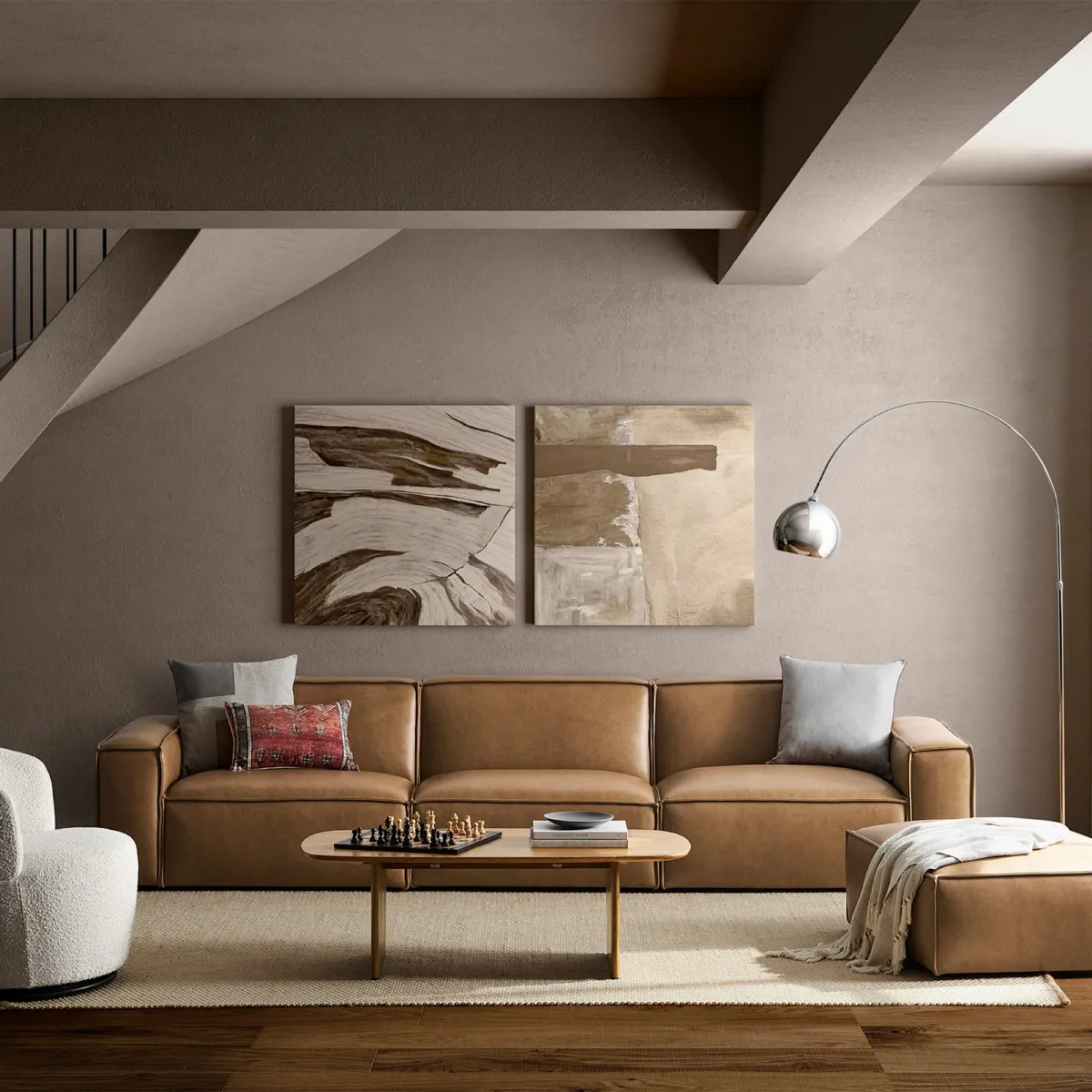 Jonathan Leather Extended Sofa with Ottoman - view 7