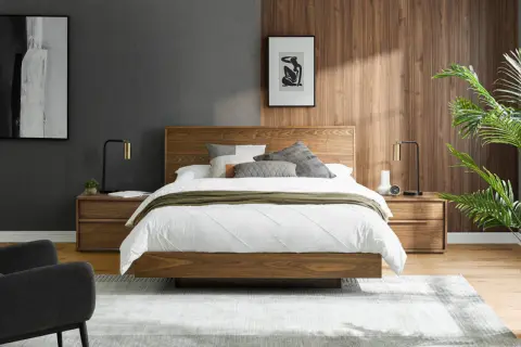 Joseph Bed with Ayrie Mattress Set, Walnut