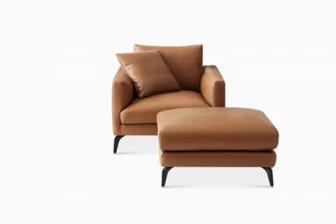 Lena Leather Armchair with Ottoman
