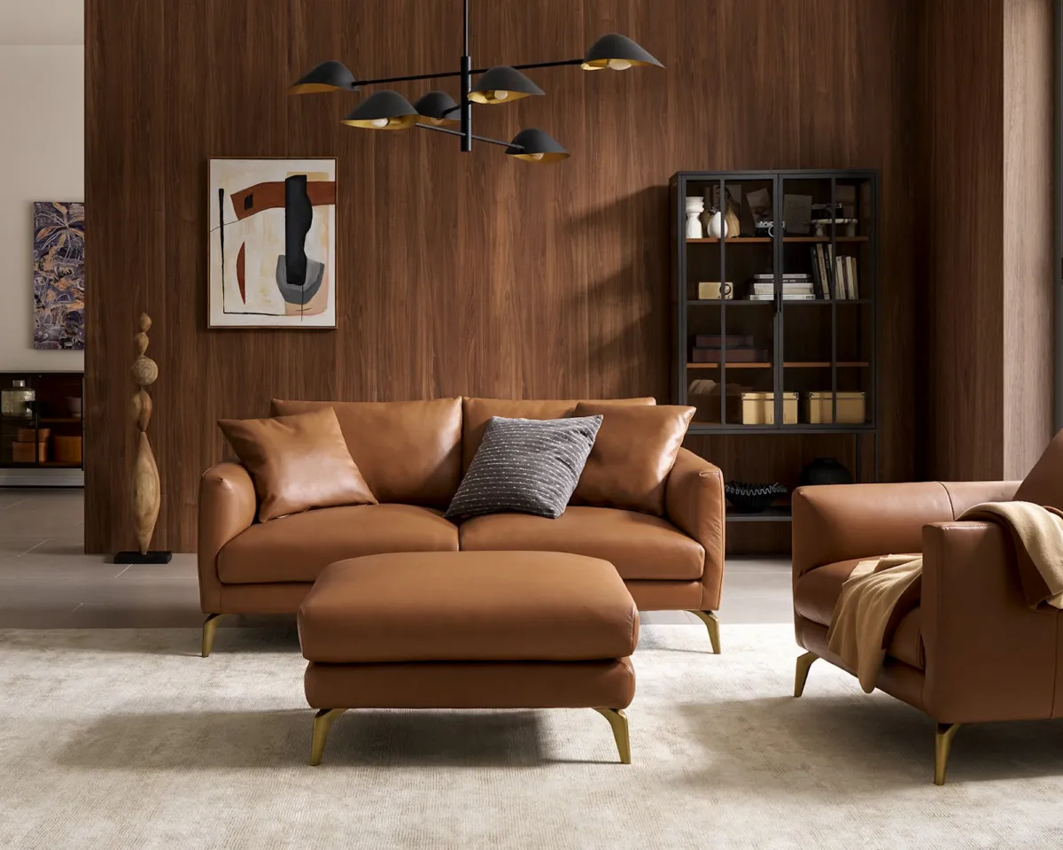 Lena Leather Sofa with Ottoman - view 5