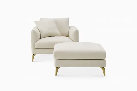 Lena Performance Fabric Armchair with Ottoman