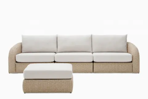 Lorna Outdoor Extended Couch with Ottoman