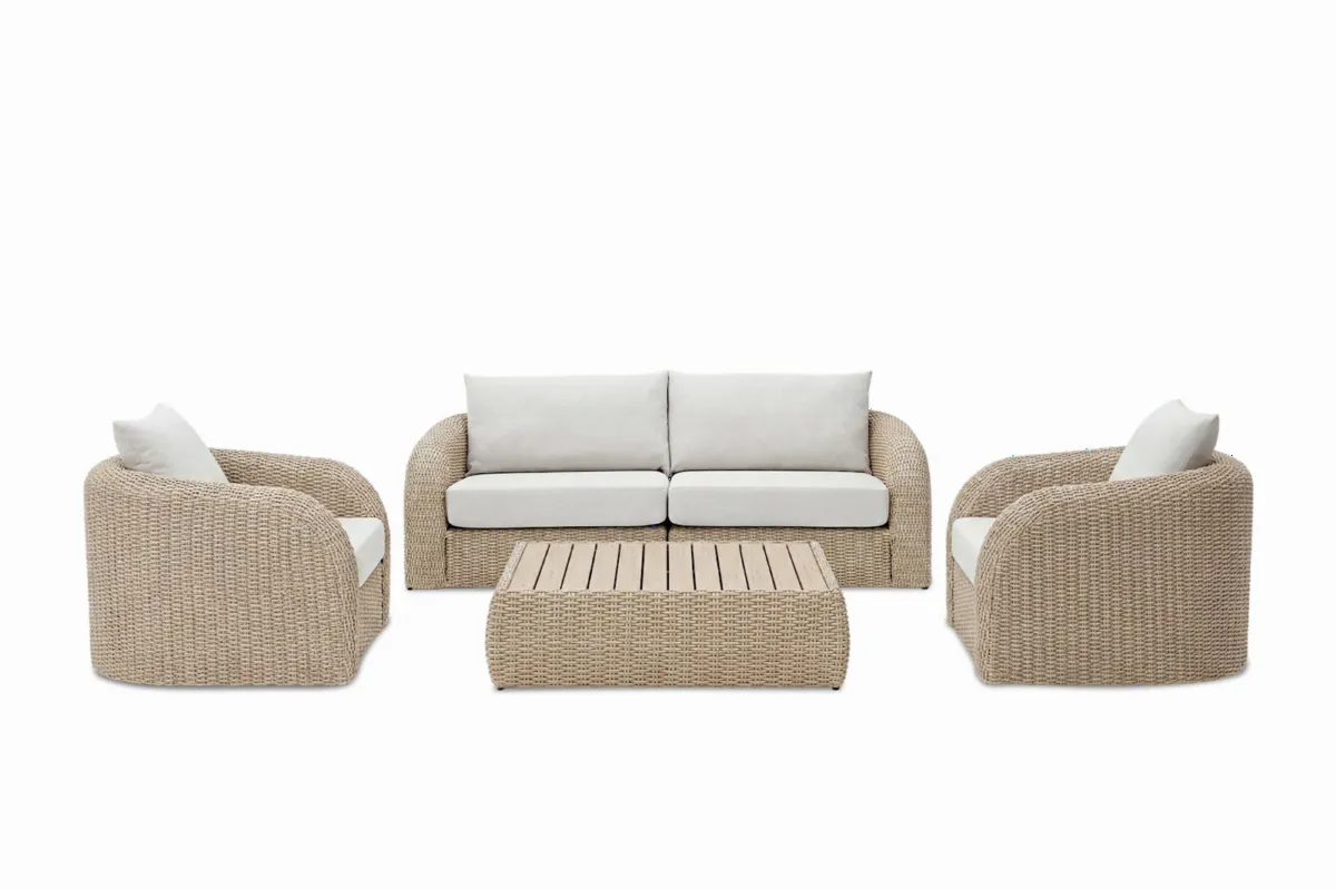 Lorna Outdoor Couch, 2 Lounge Chairs & Coffee Table Set - view 3
