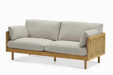 Lucia Cane Sofa, White Wash