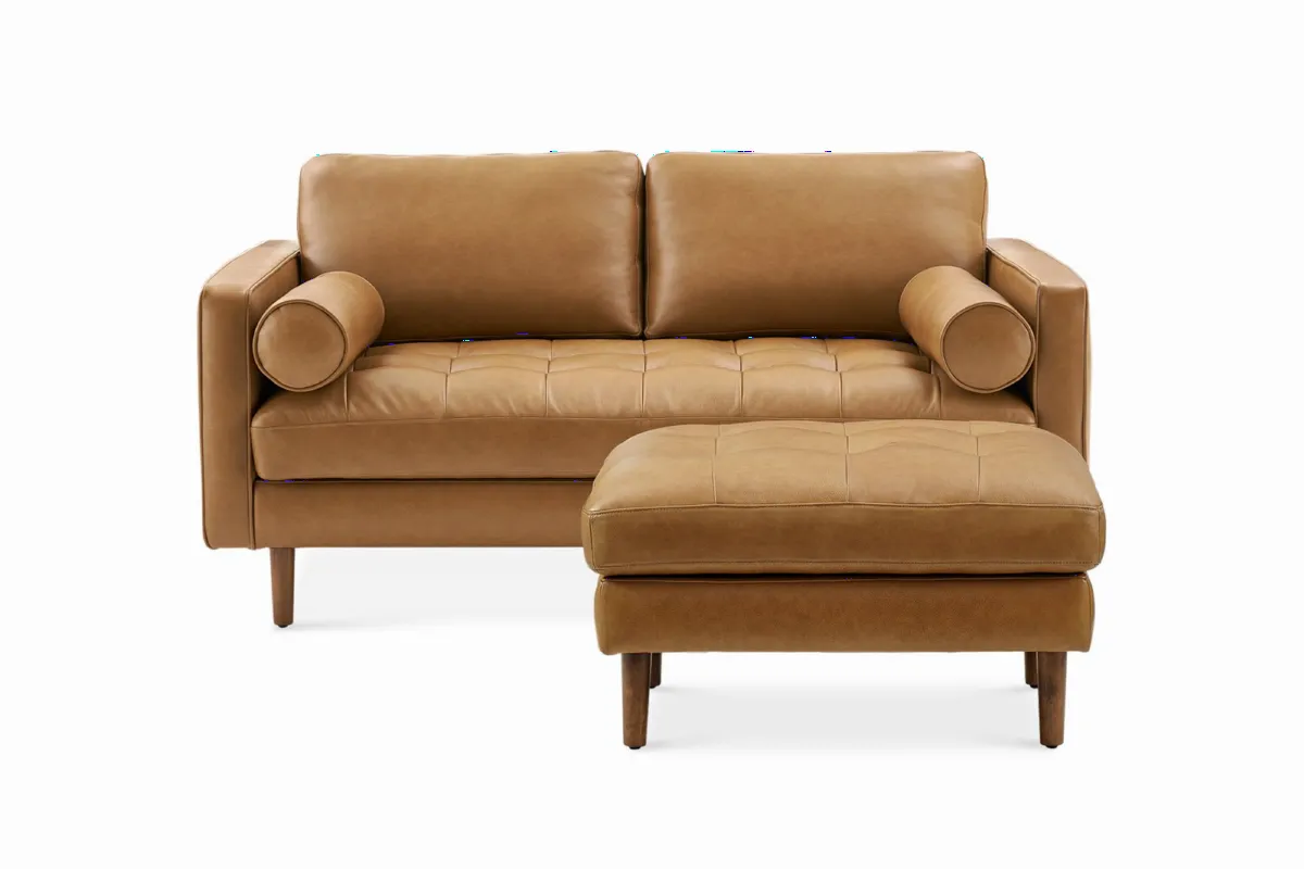 Madison Leather Loveseat with Ottoman - view 7