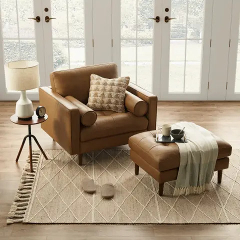 Madison Leather Ottoman