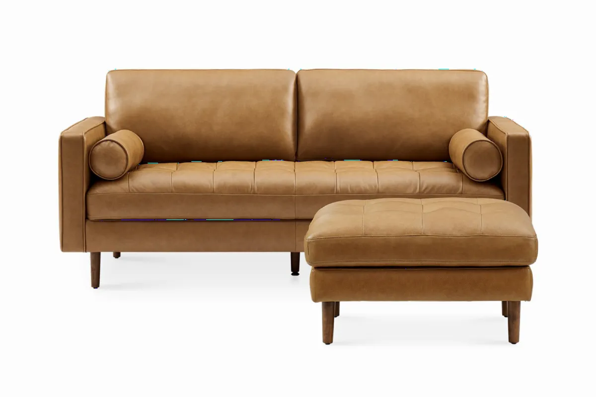 Madison Leather Sofa with Ottoman - view 5