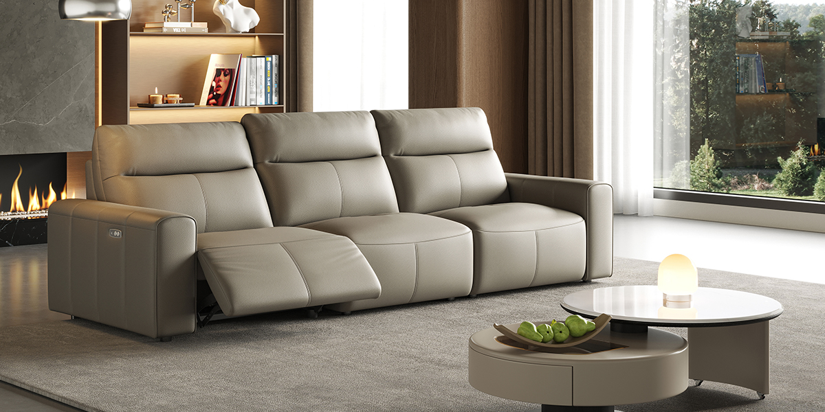 Modern Top-Grain Leather Sofa