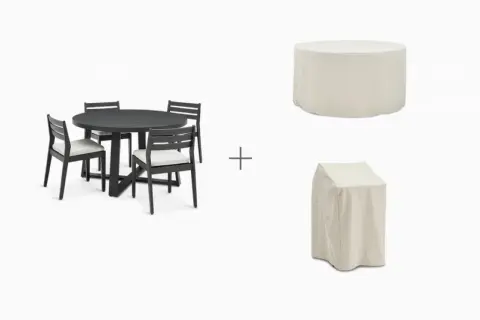 Rio Outdoor Round Dining Table with 4 Chairs Set