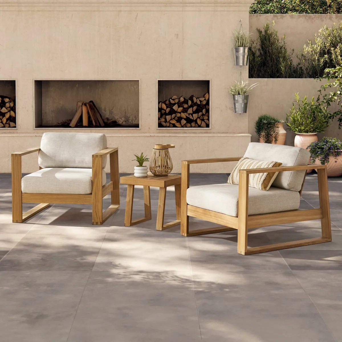 Rio Outdoor Teak 2 Lounge Chairs & Side Table Set - view 8