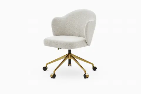 Simone Performance Bouclé Office Chair, Antique Brass