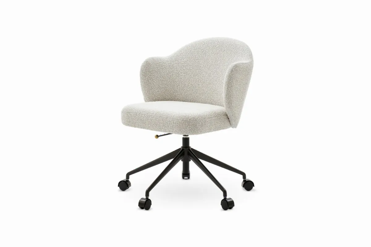 Simone Performance Bouclé Office Chair, Matte Black - view 2