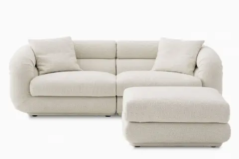 Solari Performance Fabric Couch with Ottoman