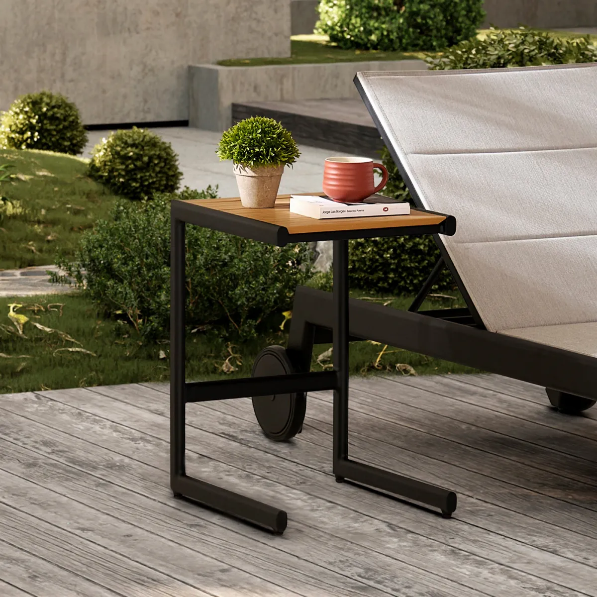 Sorrento Outdoor 2 Chaise Lounges & C-Side Table Set - view 6