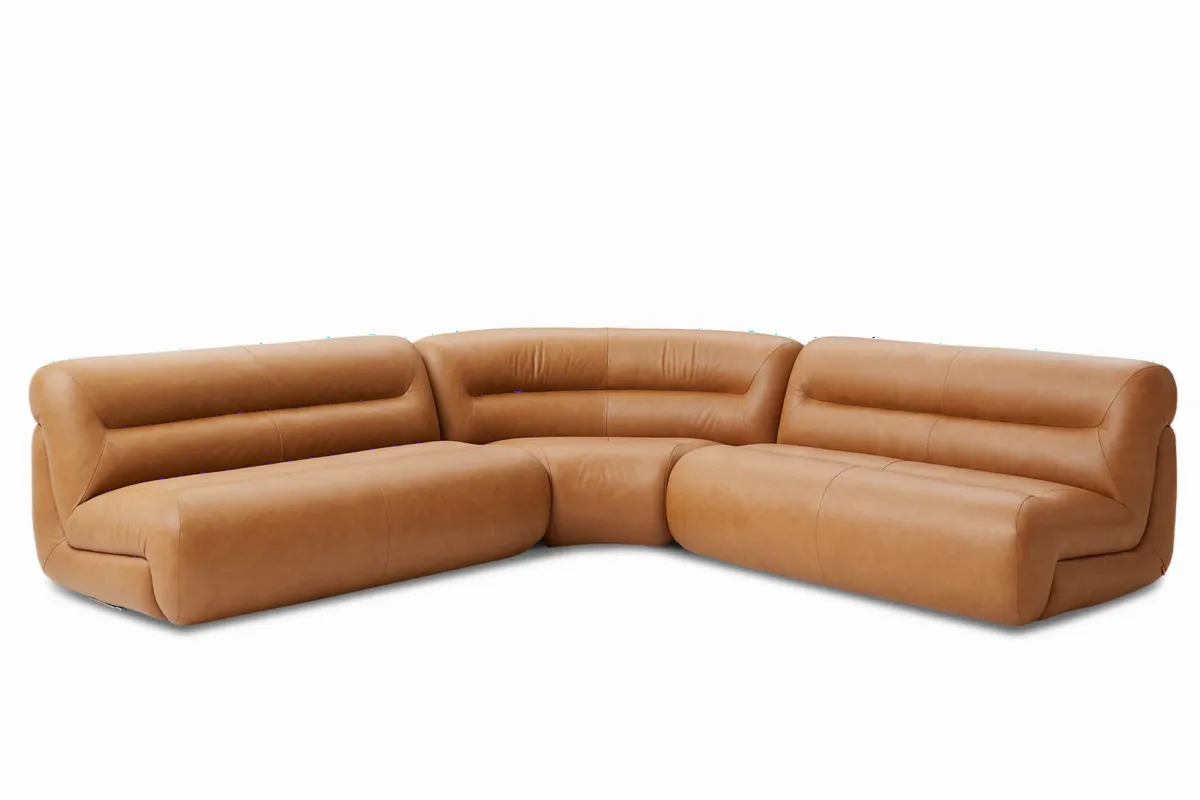 Tovi Leather L-Shape Sectional Couch - view 8