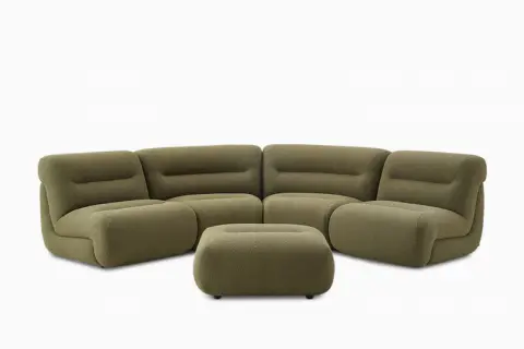 Tovi Performance Boucle 4-Piece Sectional Couch with Ottoman
