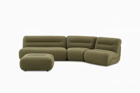 Tovi Performance Boucle Angled Chaise Sectional Couch with Ottoman