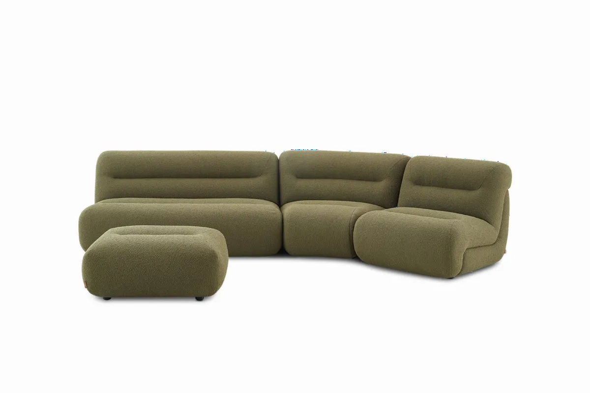 Tovi Performance Boucle Angled Chaise Sectional Couch with Ottoman - view 7