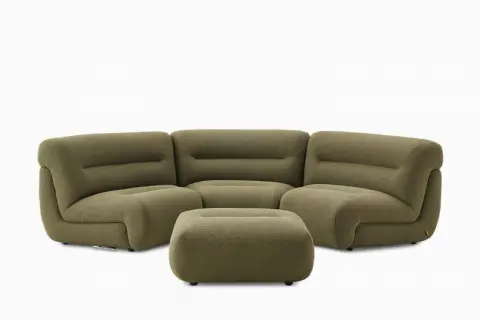 Tovi Performance Boucle Curve Couch with Ottoman