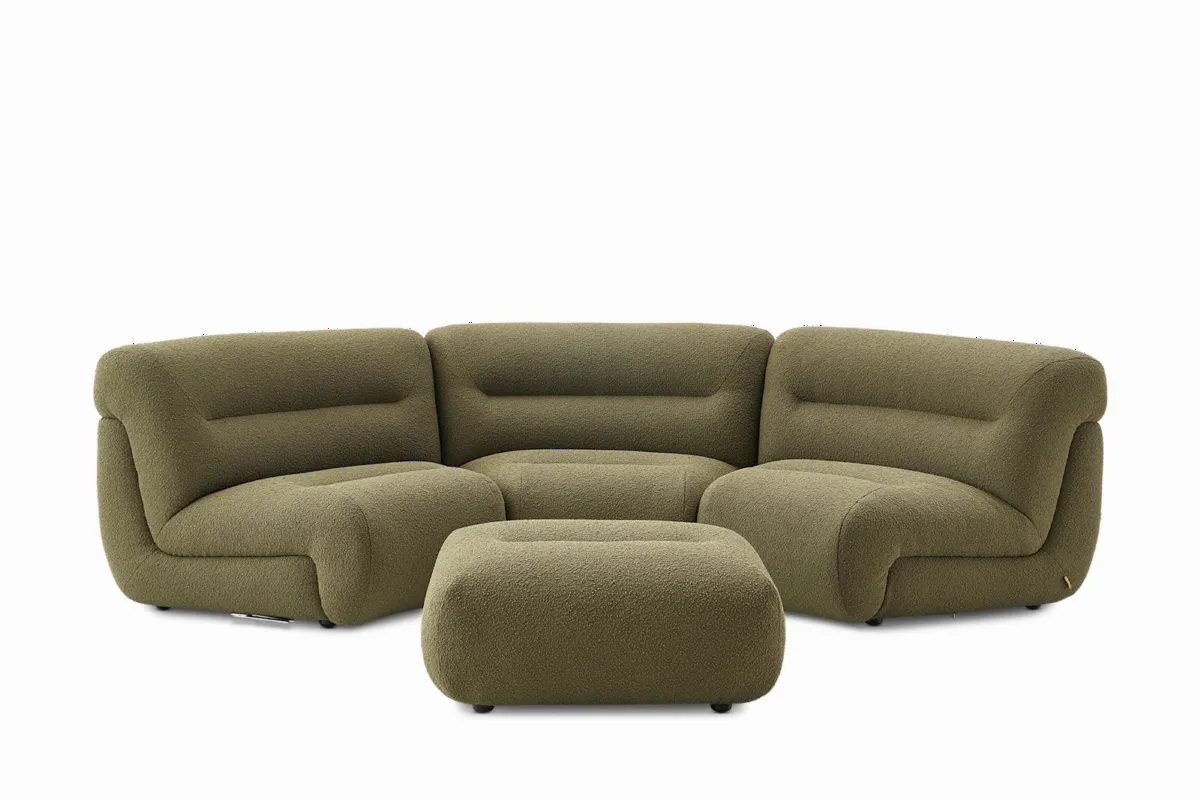 Tovi Performance Boucle Curve Couch with Ottoman - view 8