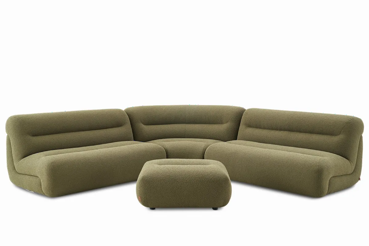 Tovi Performance Boucle L-Shape Sectional Couch with Ottoman - view 8